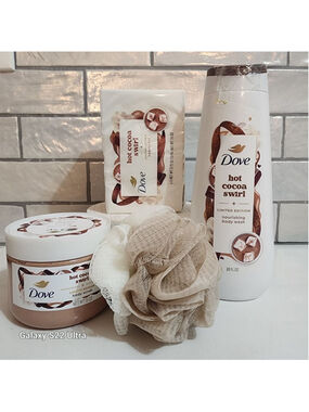 Dove Hot Cocoa Swirl Body Wash, Scrub and Bar Soap